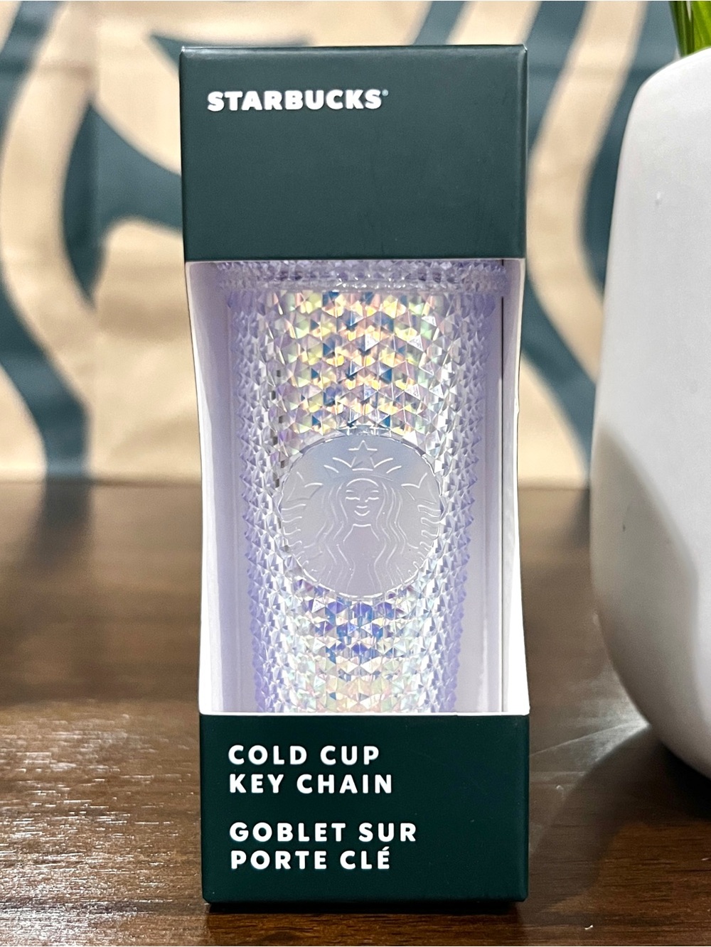 Starbucks 2023 UNICORN Dichroic Iridescent Silver Bling Studded Keychain Ornamen